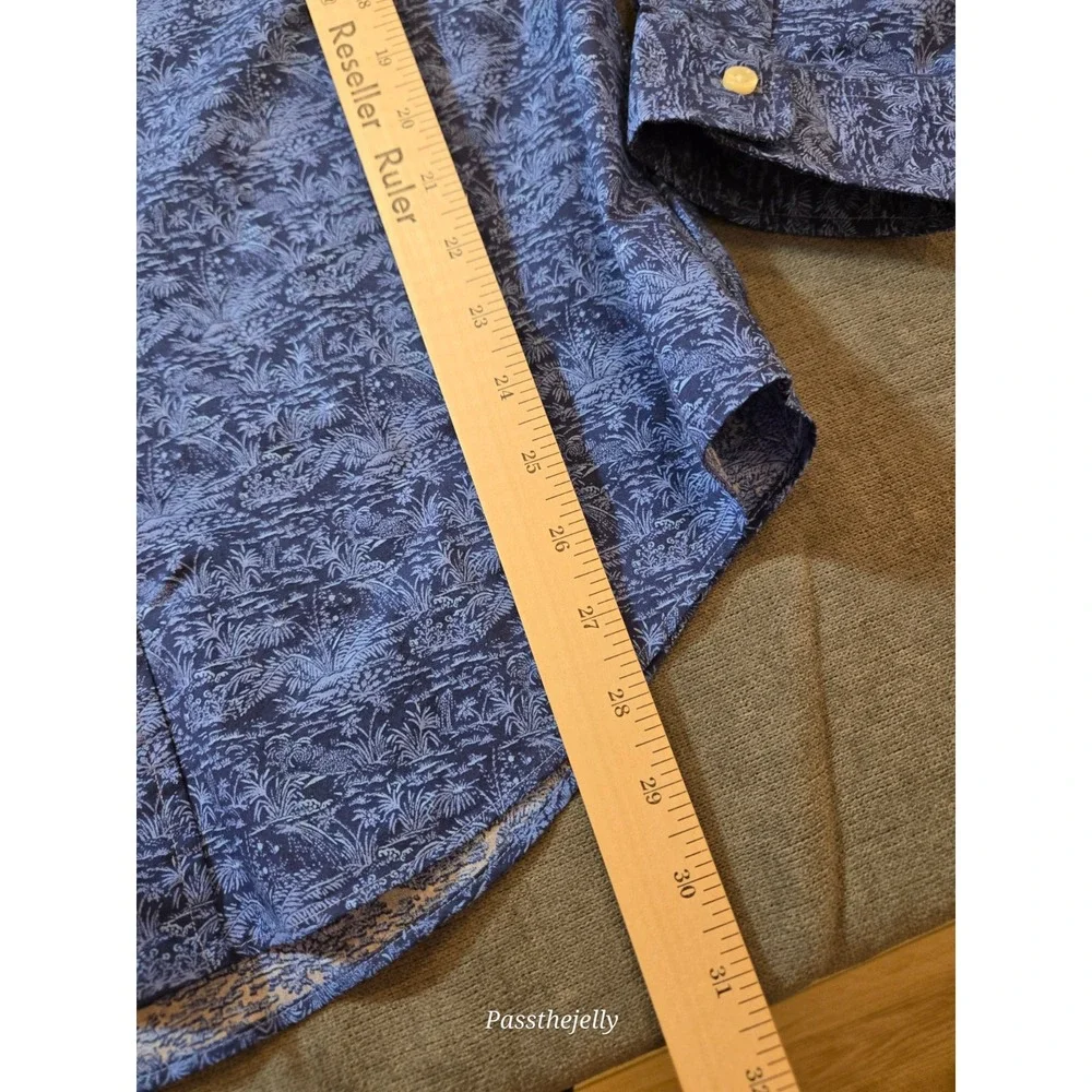 Polo Ralph Lauren Men's L Slim Fit Geometric Long Sleeve Shirt Lightweight Blue